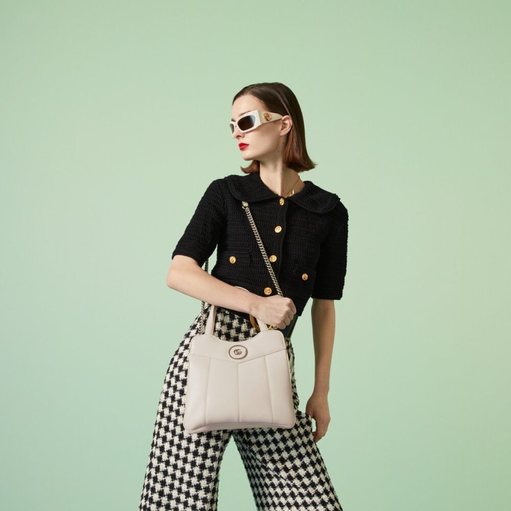 Gucci Petite GG Small Tote Bag White Leather • New • Authentic
